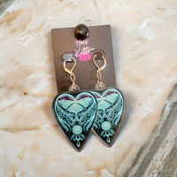 Luna Moth Ouija Acrylic Dangles Teal Green (Earrings)