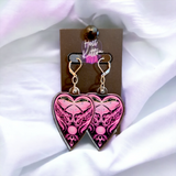 Luna Moth Ouija Acrylic Dangles Neon Pink (Earrings)