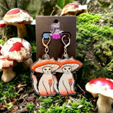 Mushroom Kitty Acrylic Dangles (Earrings)