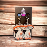 Mushroom Kitty Acrylic Dangles (Earrings)