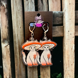 Mushroom Kitty Acrylic Dangles (Earrings)