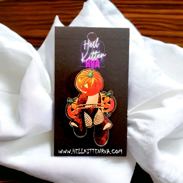 Pumpkin Pinup Acrylic Pin