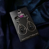 Real Spiderweb Silver Tone Teardrop (Earrings)