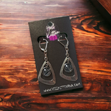 Real Spiderweb Silver Tone Triangle (Earrings)