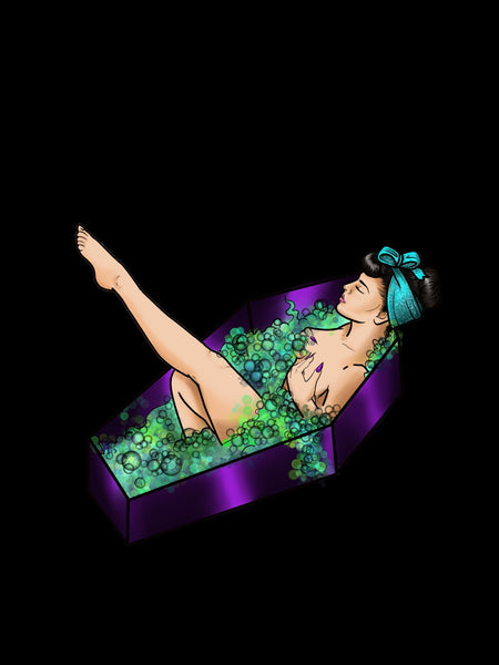Bathtub Coffin Pinup (Sticker)