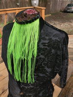 Divine Possum Fringe Collar Lime Green