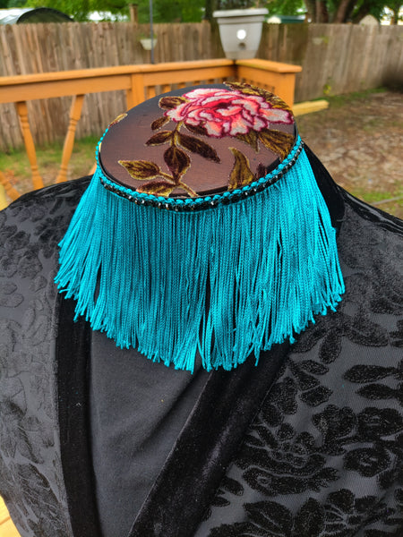 Divine Possum Fringe Collar Dark Teal