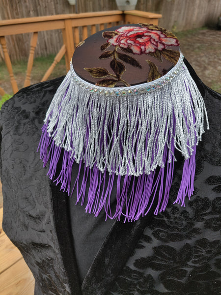 Divine Possum Fringe Collar Silver & Purple