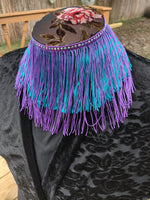 Divine Possum Fringe Collar Teal & Dark Purple