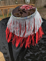 Divine Possum Fringe Collar Silver and Red