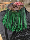 Divine Possum Fringe Collar Lime Green & Black