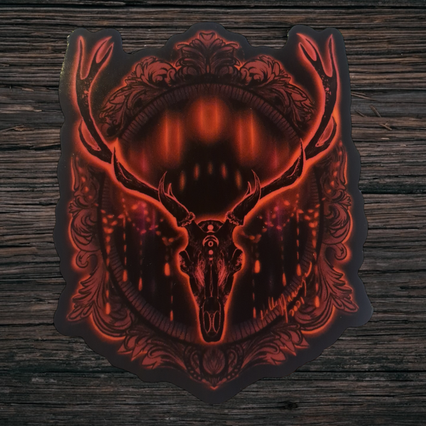 Moon Deer Red (Sticker)